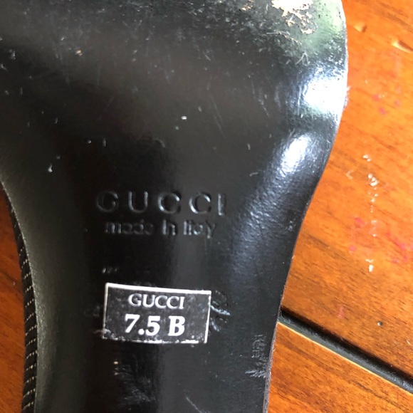 Gucci Kitten Heel Slide Sandal Denim 3” Gold Logo - Picture 5 of 8